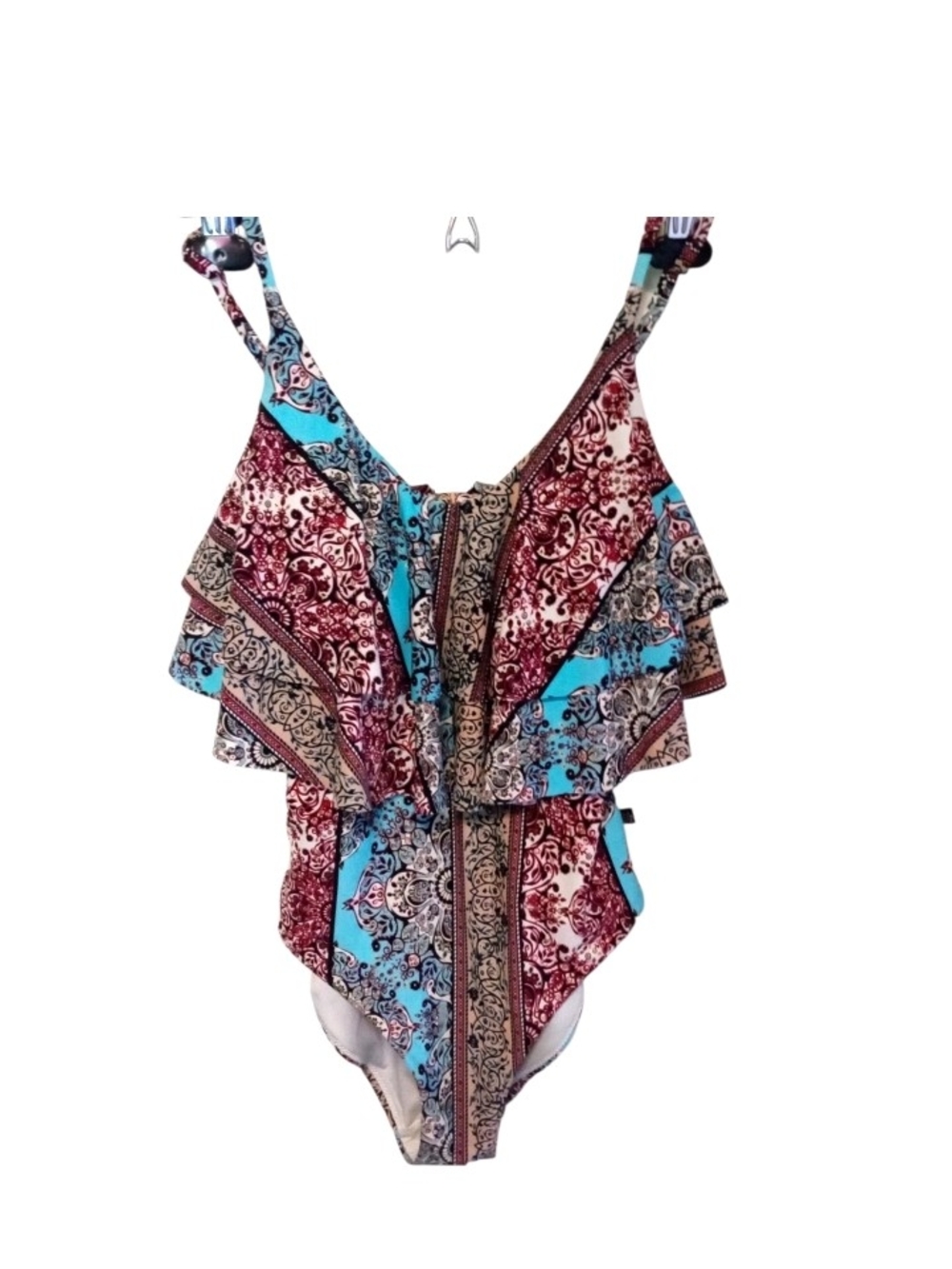 Turquoise and Pink Floral One-Piece Swimsuit - XS